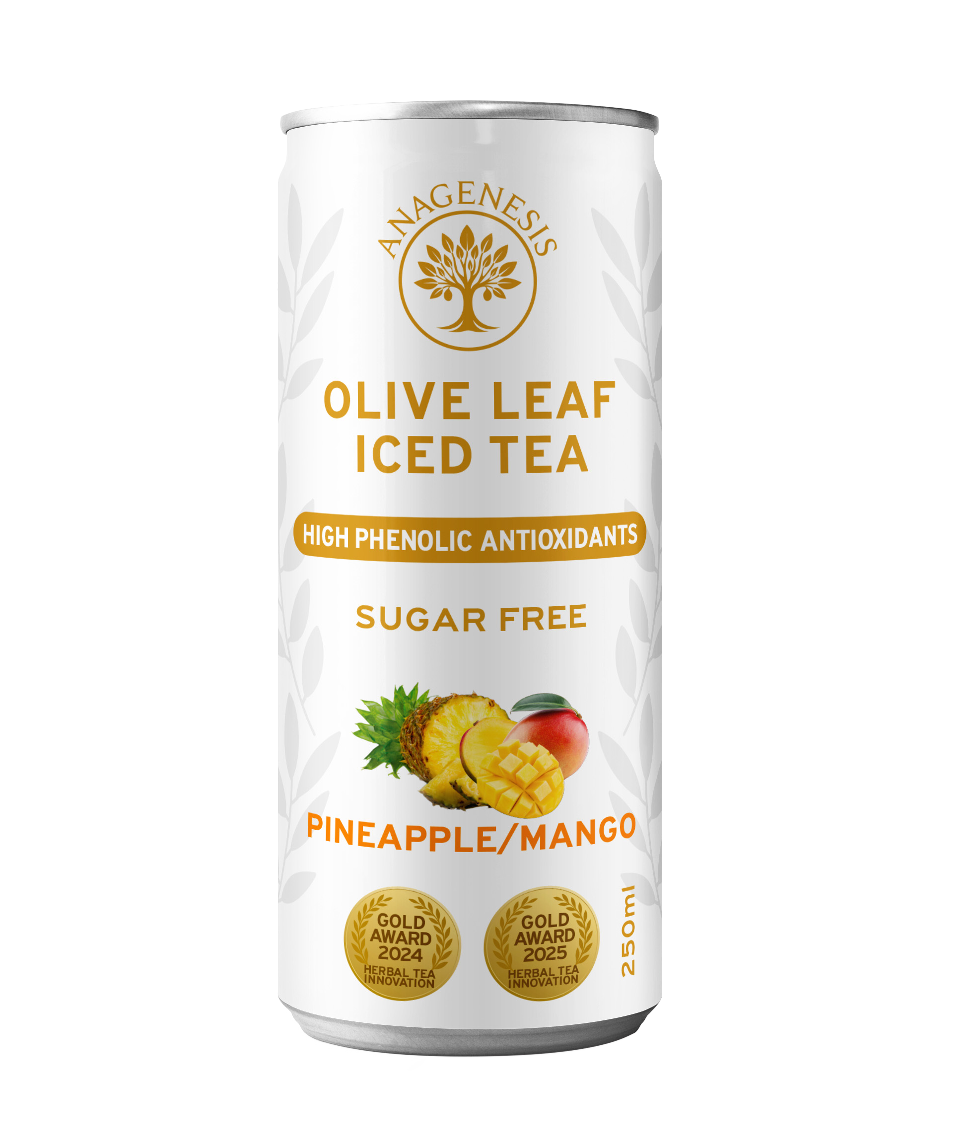 Anagenesis Olive Leaf Iced Tea Pine Mango. 250mL x 12 Can