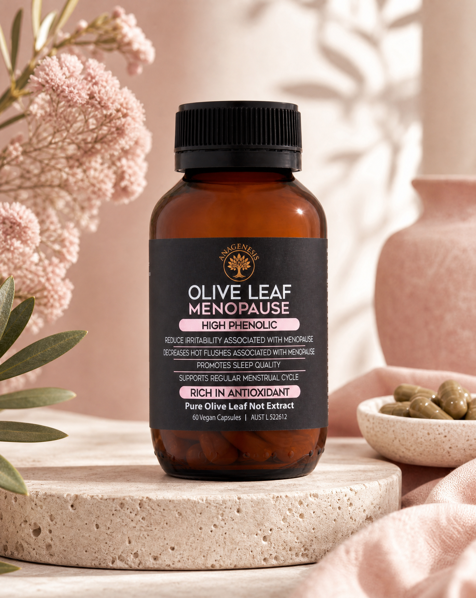 Anagenesis Olive Leaf + Menopause. 60 capsules