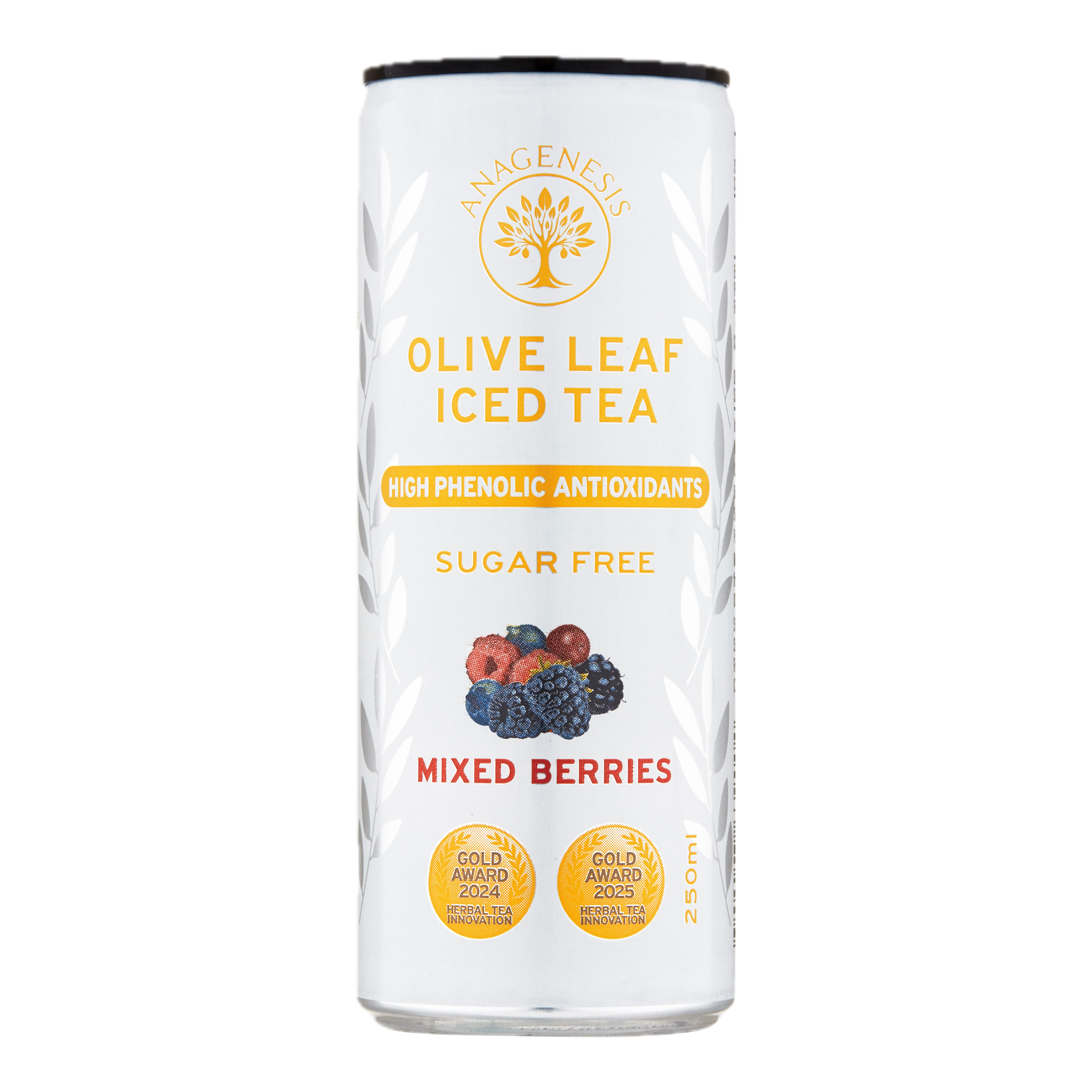 Anagenesis Olive Leaf Iced Tea Mixed Berries 250mL x 12 Cans