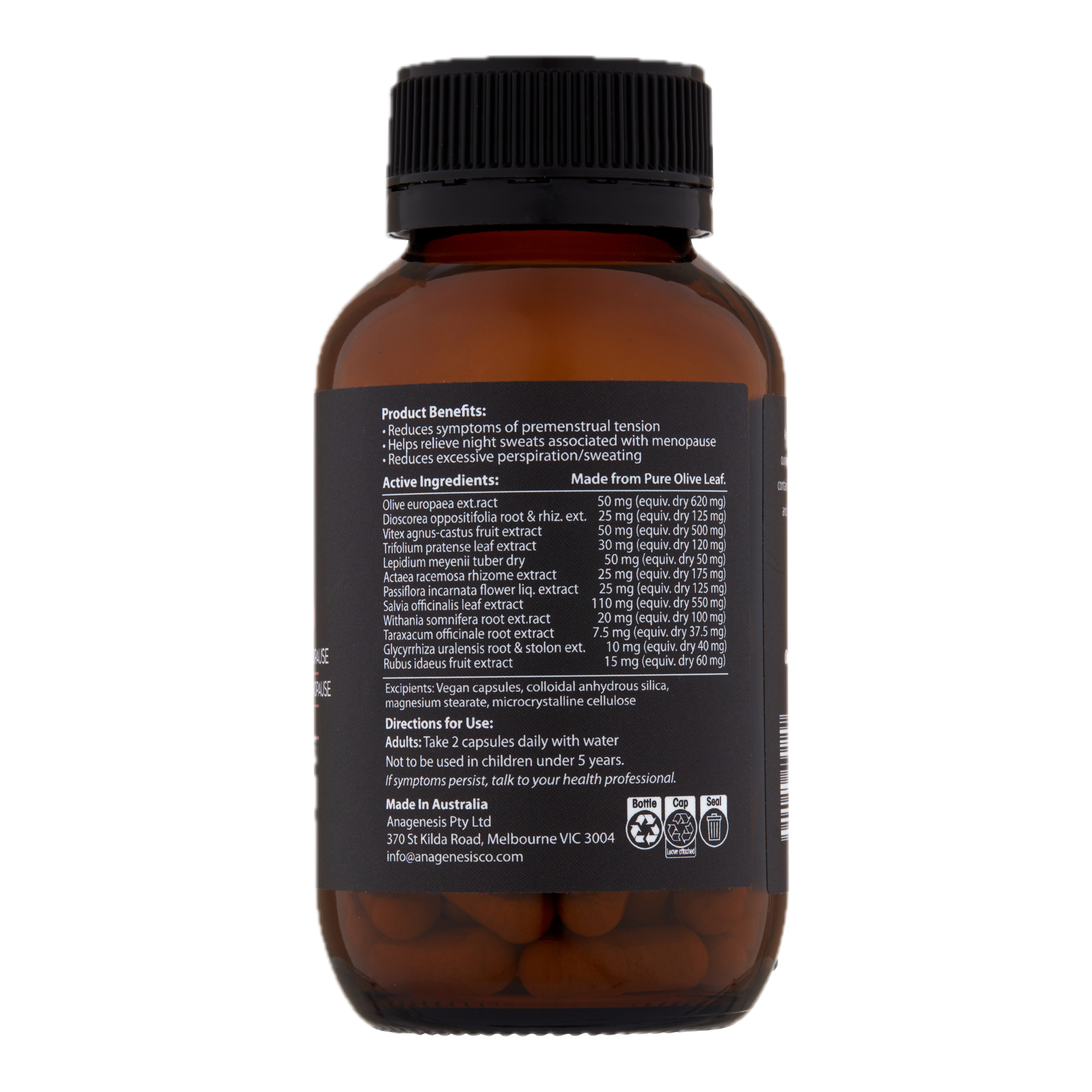 Anagenesis Olive Leaf + Menopause. 60 capsules