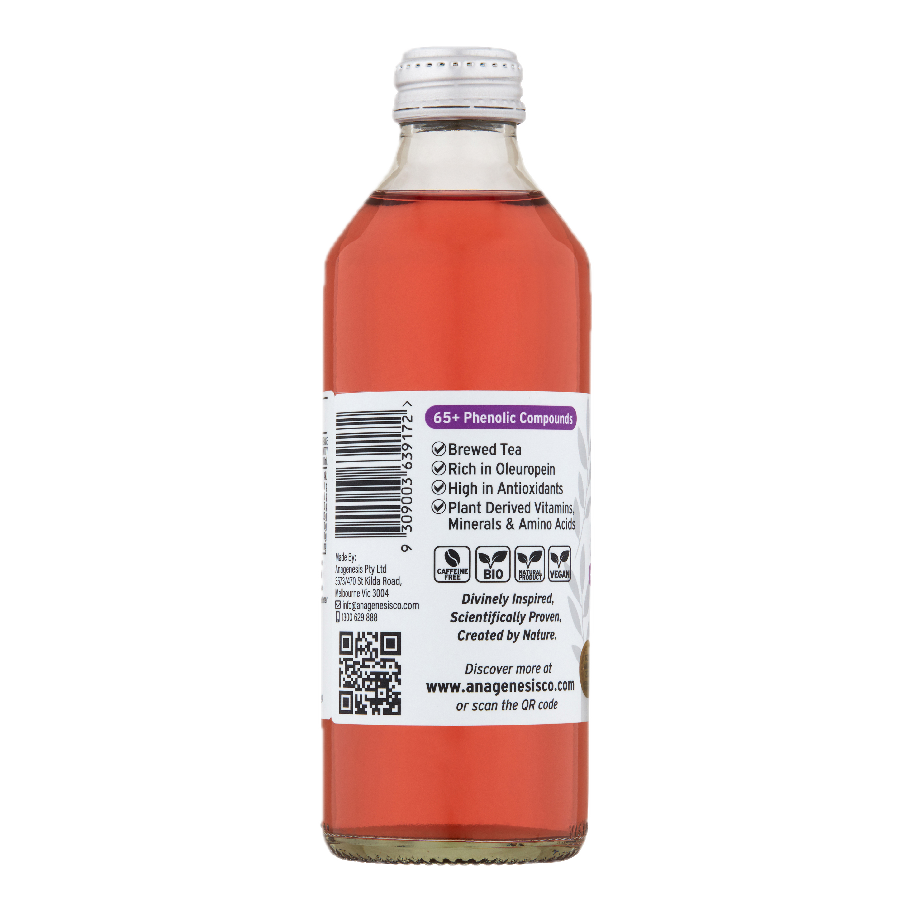 Anagenesis Olive Leaf Sparkling Iced Tea Mixed Berries 12 Pack