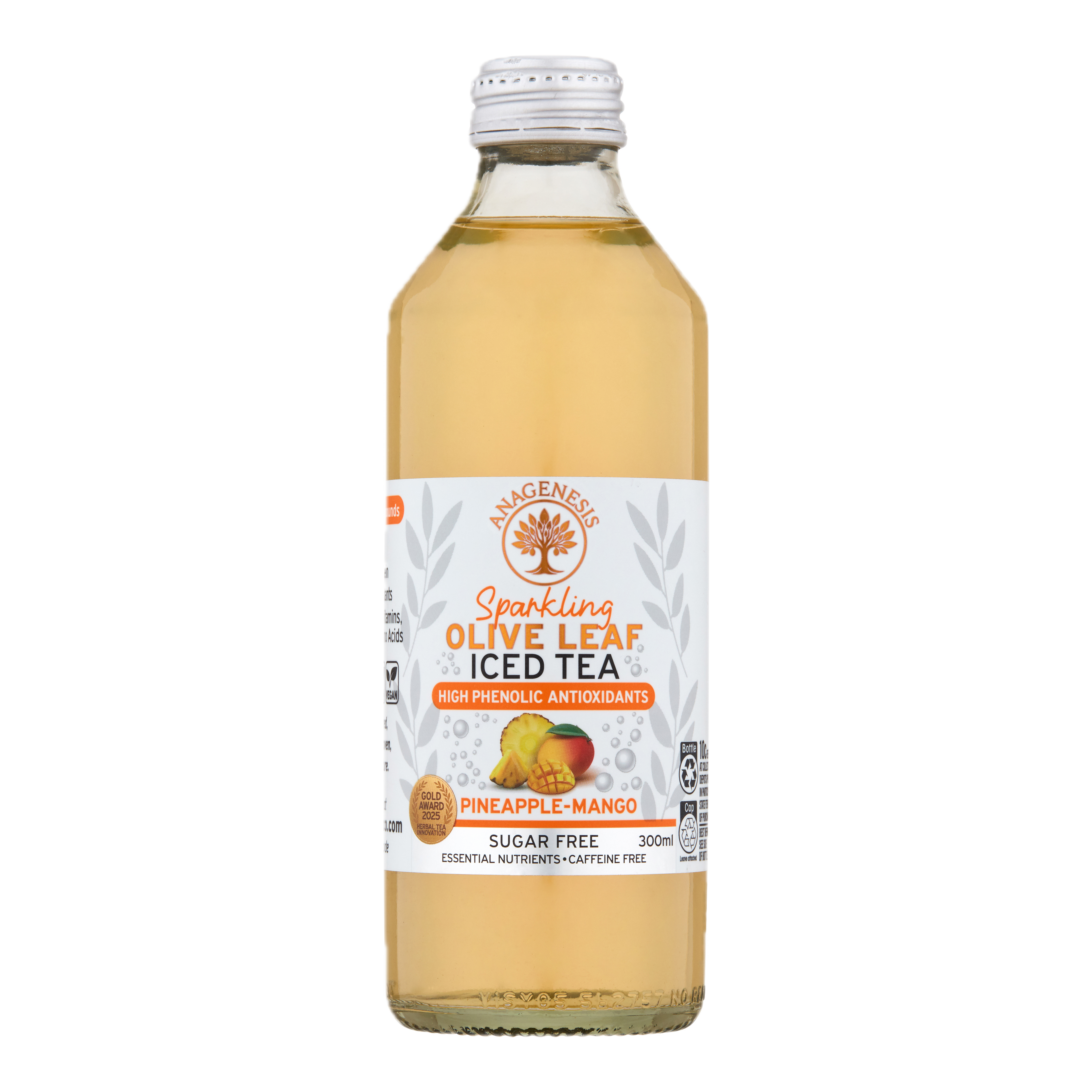 Anagenesis Olive Leaf Sparkling Iced Tea Pine Mango 12 Pack