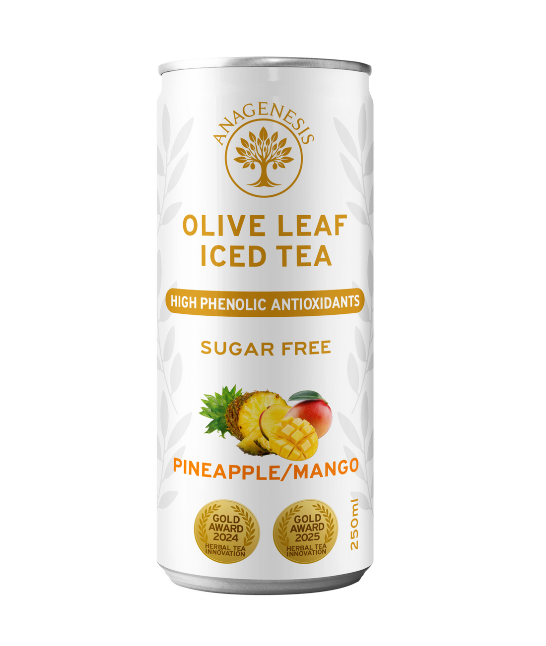 Anagenesis Olive Leaf Iced Tea Pine Mango. 250mL x 12 Can