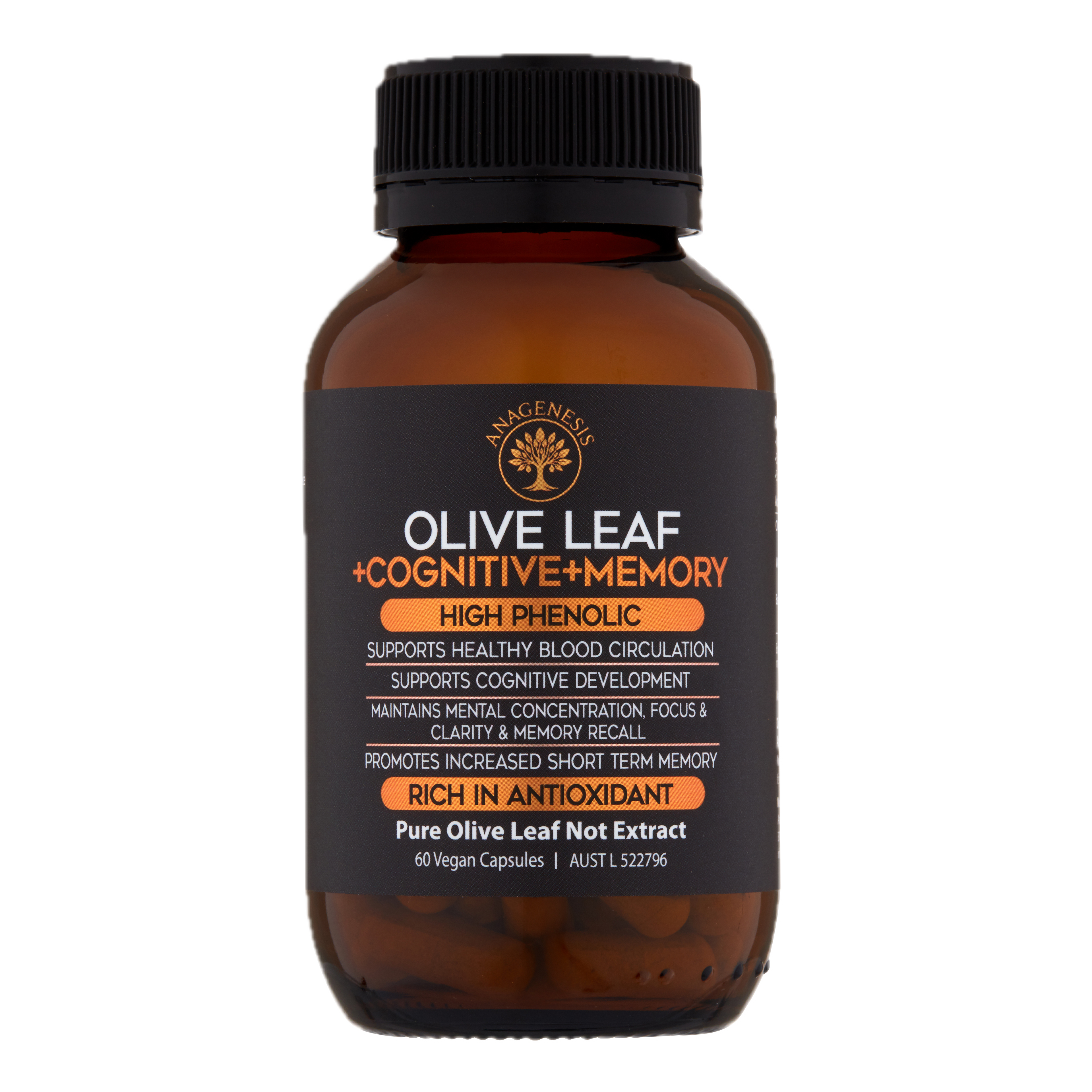 Anagenesis Olive Leaf + Cognitive + Memory. 60 capsules