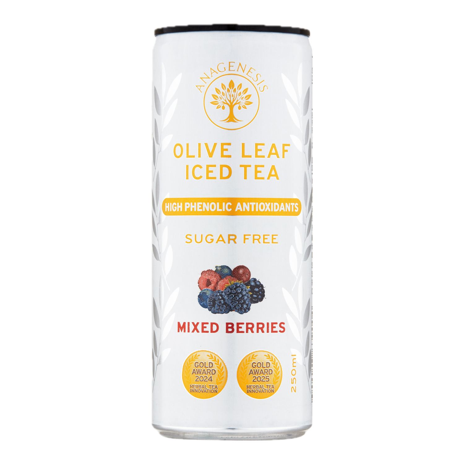 Anagenesis Olive Leaf Iced Tea Mixed Berries 250mL x 12 Cans