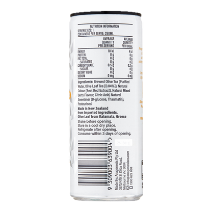 Anagenesis Olive Leaf Iced Tea Mixed Berries 250mL x 12 Cans