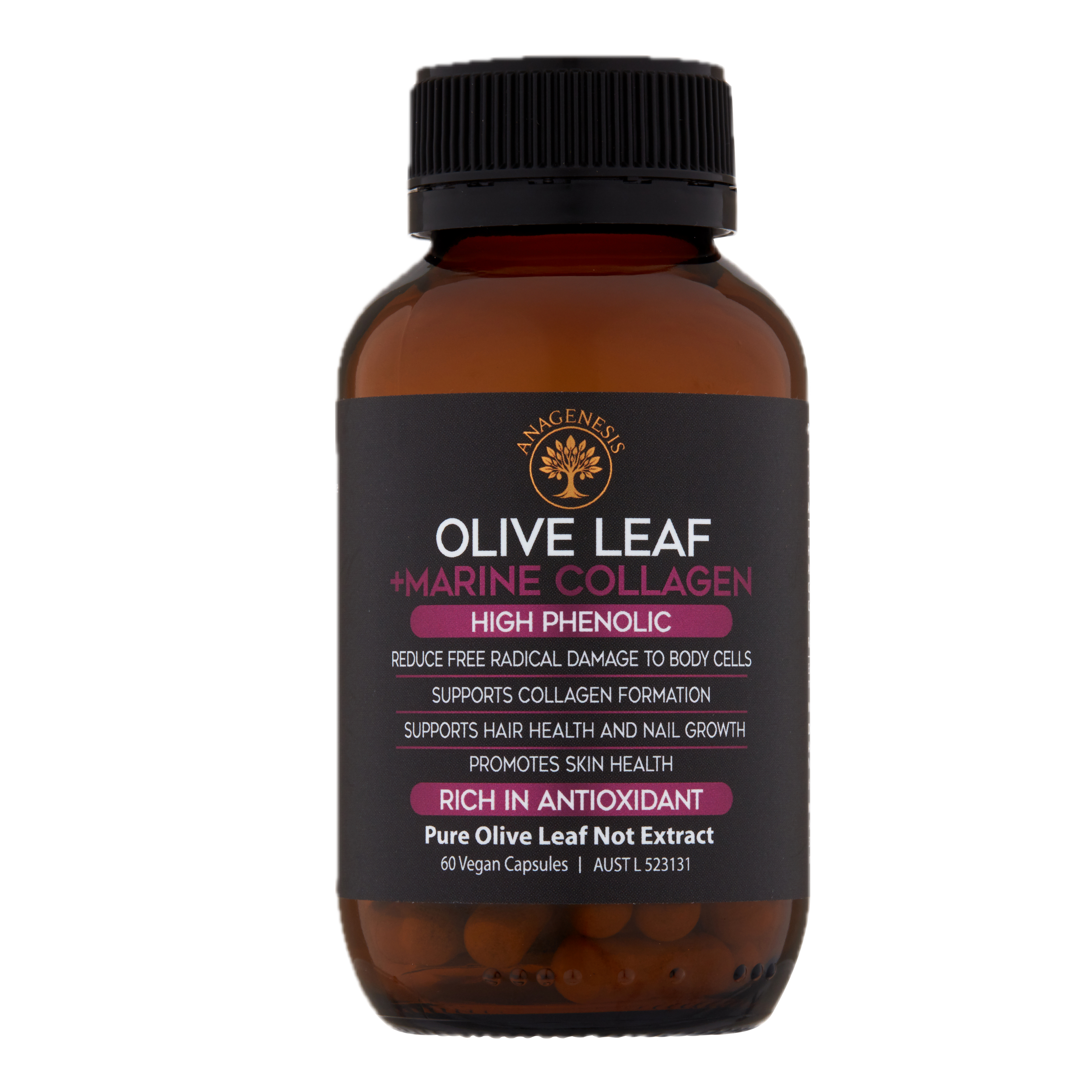 Anagenesis Olive Leaf + Marine Collagen. 60 capsules