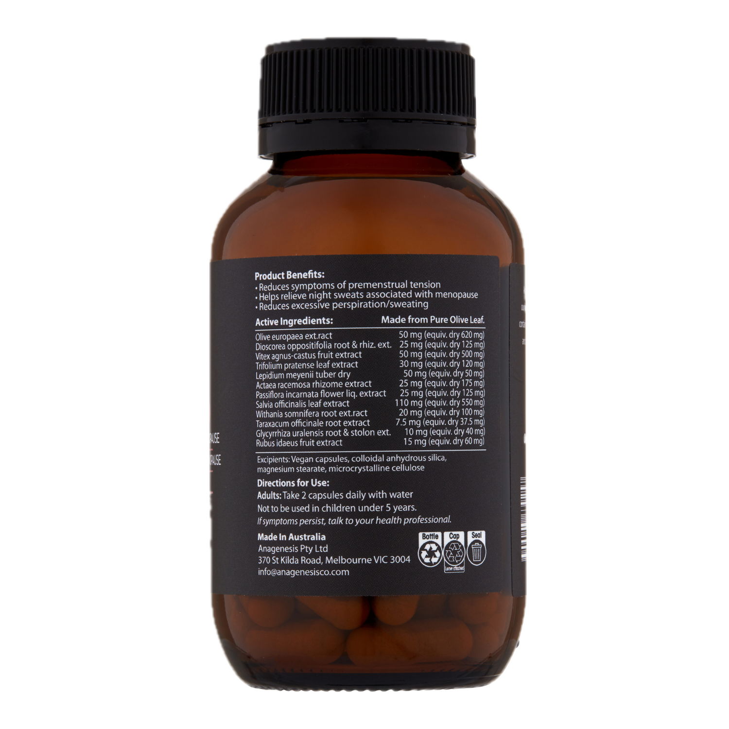 Anagenesis Olive Leaf + Menopause. 60 capsules