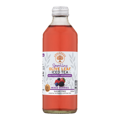 Anagenesis Olive Leaf Sparkling Iced Tea Mixed Berries 12 Pack