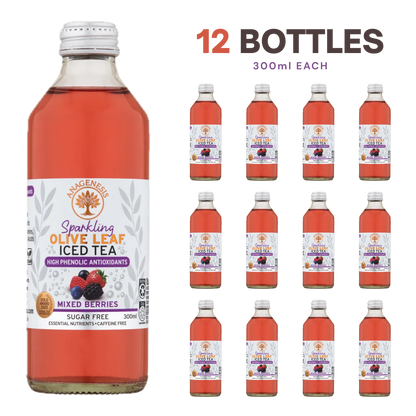 Anagenesis Olive Leaf Sparkling Iced Tea Mixed Berries 12 Pack