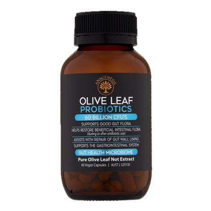 Anagenesis Olive Leaf + Probiotic Gut Health. 60 capsules