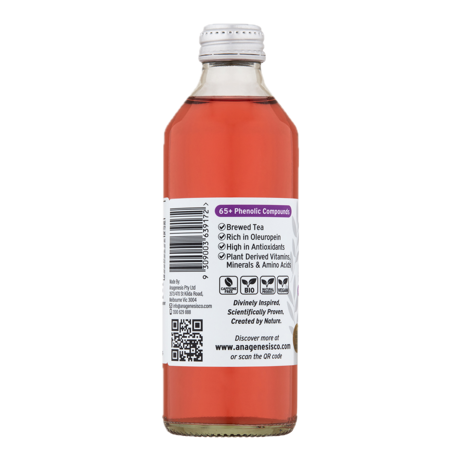 Anagenesis Olive Leaf Sparkling Iced Tea Mixed Berries 12 Pack